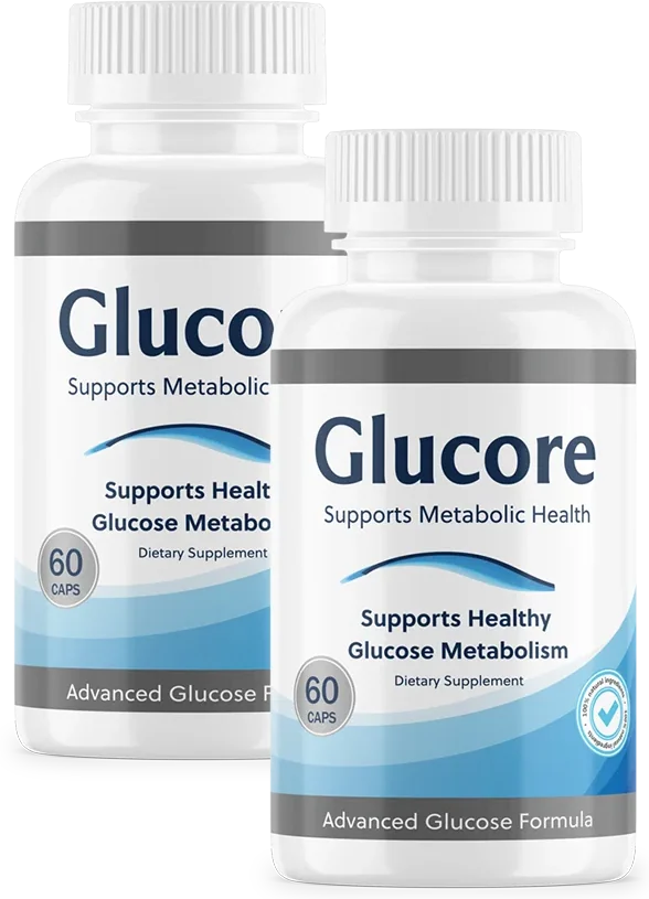 Glucore blood sugar support capsule bottles